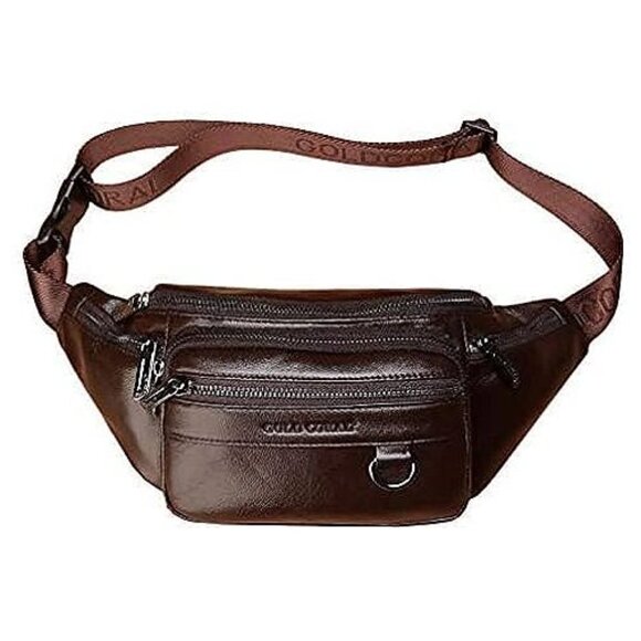 Leather Fanny Pack Waist Bag for Men Women Outdoor #24Coffee
